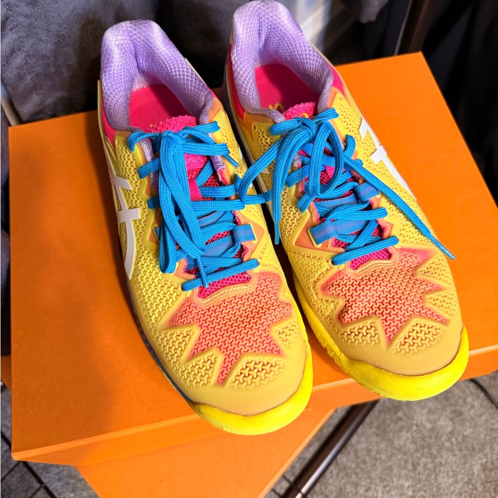 Asics Yellow and Pink Athletic Shoes